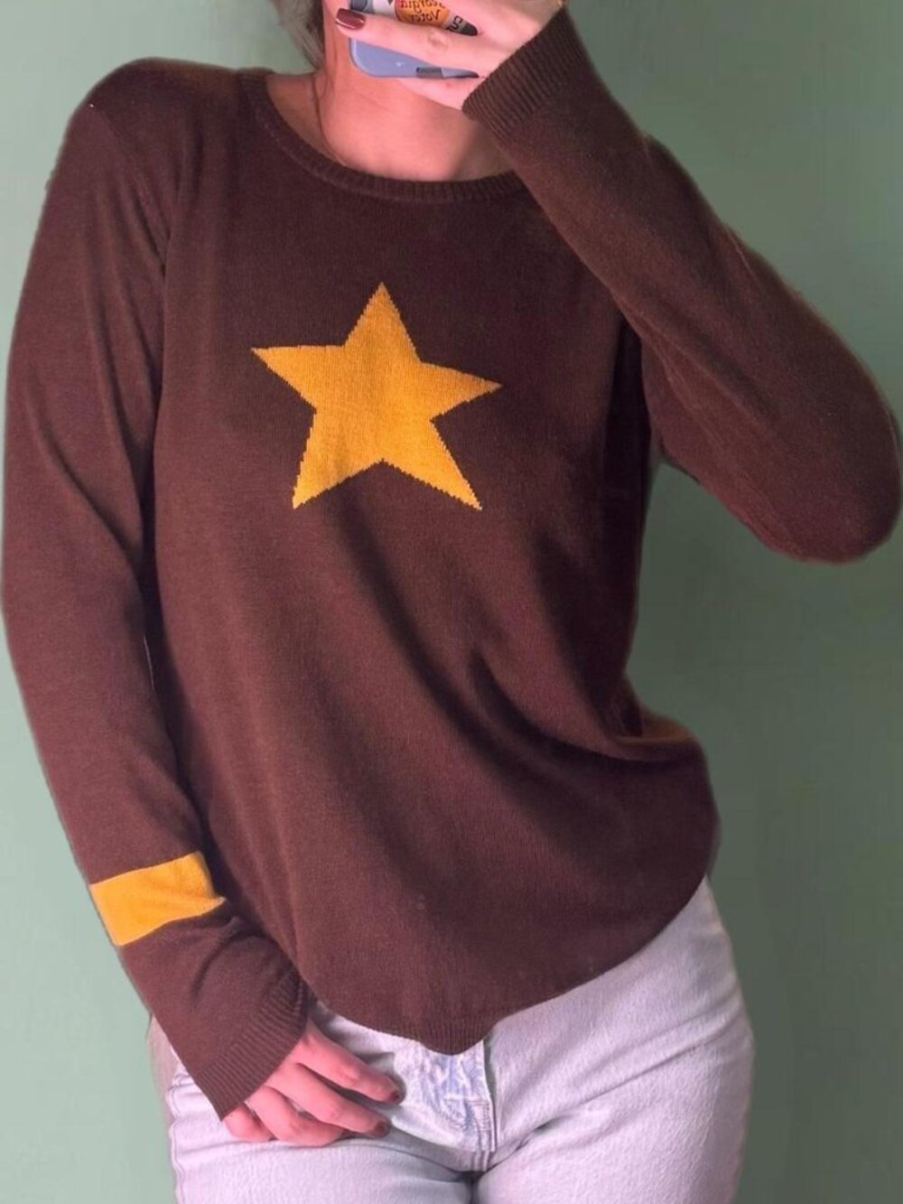 Brown star cashmere blend sweater ⭐🤎